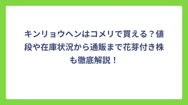 キンリョウヘンはコメリで買える？値段や在庫状況から通販まで花芽付き株も徹底解説！