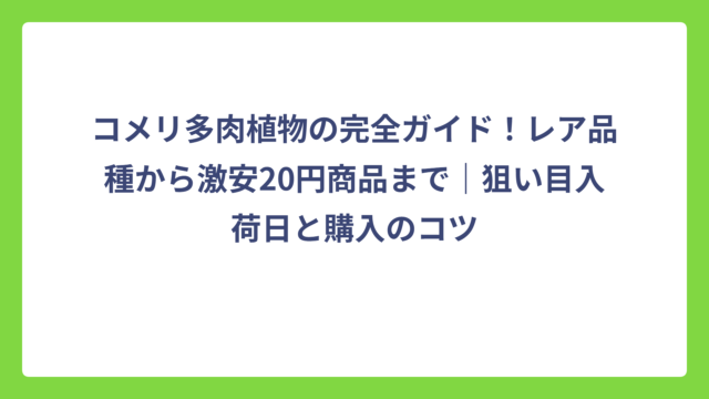 コメリ多肉植物の完全ガイド！レア品種から激安20円商品まで｜狙い目入荷日と購入のコツ