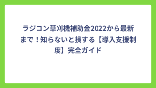 ラジコン草刈機補助金2022から最新まで！知らないと損する【導入支援制度】完全ガイド