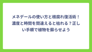 メネデールの使い方と根腐れ復活術！濃度と時間を間違えると枯れる？正しい手順で植物を蘇らせよう