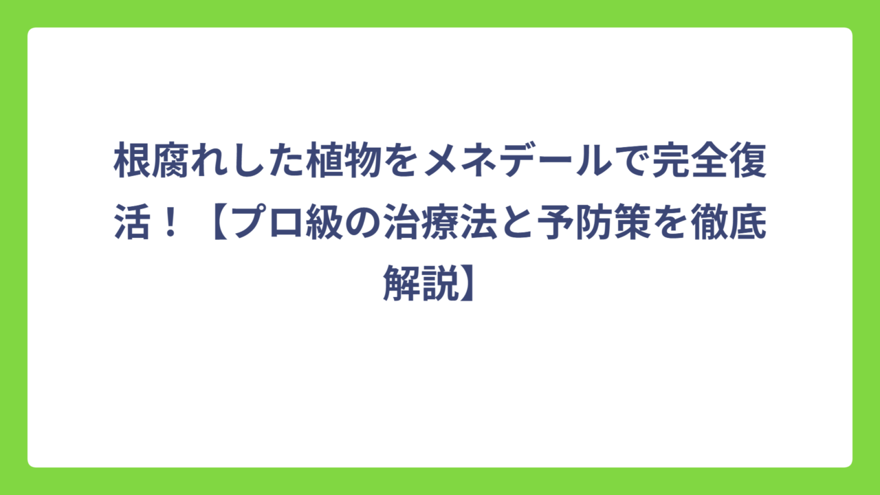 根腐れした植物をメネデールで完全復活！【プロ級の治療法と予防策を徹底解説】