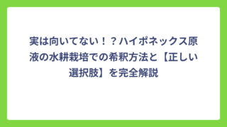 実は向いてない！？ハイポネックス原液の水耕栽培での希釈方法と【正しい選択肢】を完全解説