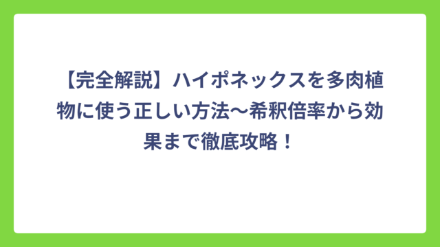 【完全解説】ハイポネックスを多肉植物に使う正しい方法～希釈倍率から効果まで徹底攻略！