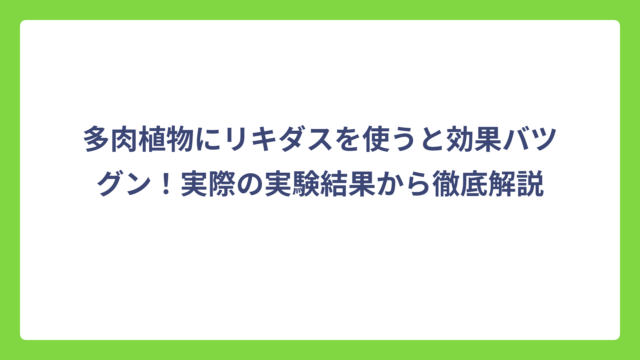 多肉植物にリキダスを使うと効果バツグン！実際の実験結果から徹底解説