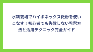 水耕栽培でハイポネックス微粉を使いこなす！初心者でも失敗しない希釈方法と活用テクニック完全ガイド