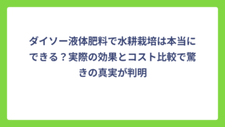 ダイソー液体肥料で水耕栽培は本当にできる？実際の効果とコスト比較で驚きの真実が判明