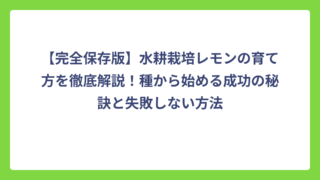 【完全保存版】水耕栽培レモンの育て方を徹底解説！種から始める成功の秘訣と失敗しない方法
