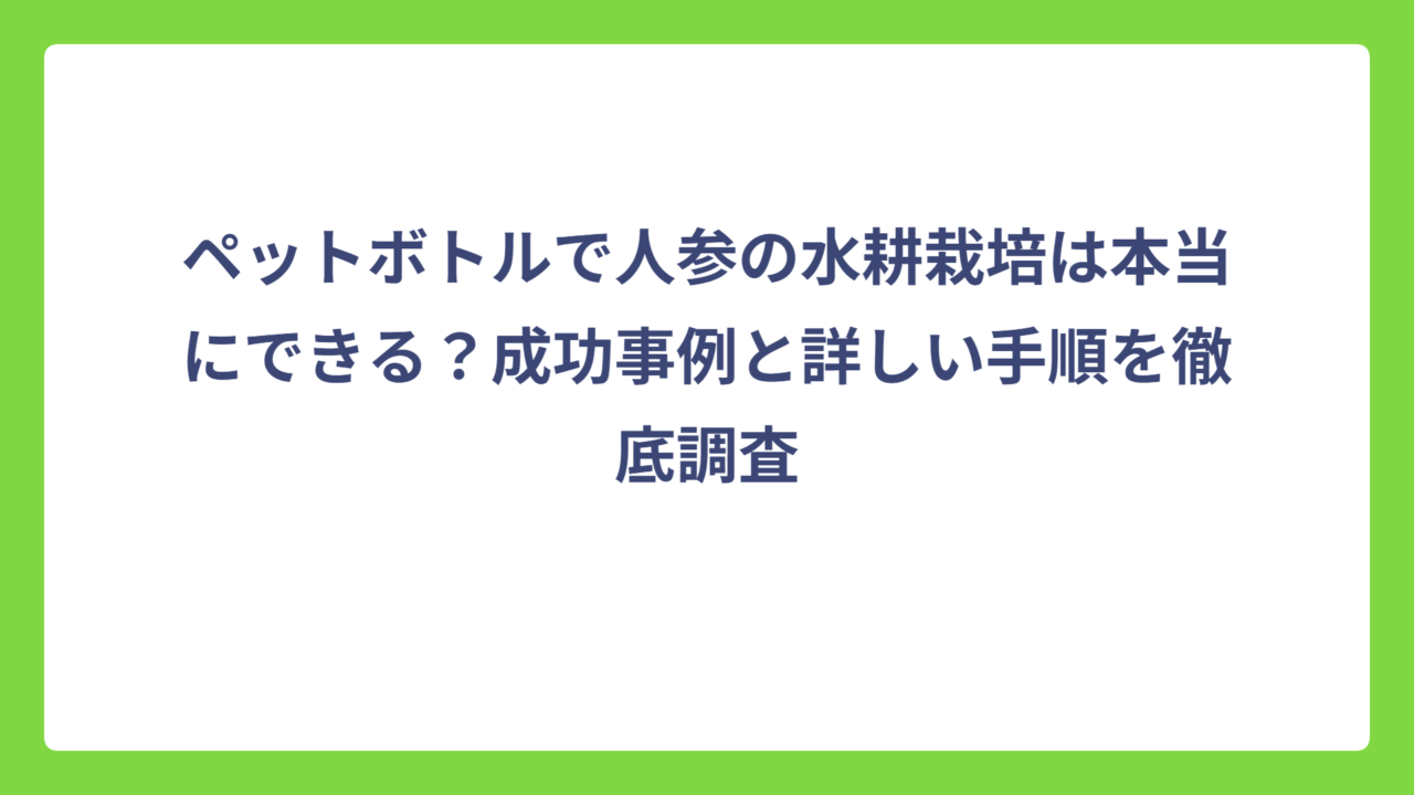 ペットボトルで人参の水耕栽培は本当にできる？成功事例と詳しい手順を徹底調査