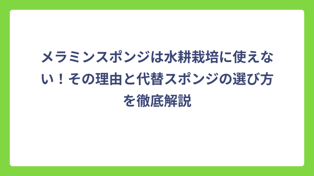 メラミンスポンジは水耕栽培に使えない！その理由と代替スポンジの選び方を徹底解説