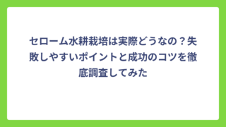 セローム水耕栽培は実際どうなの？失敗しやすいポイントと成功のコツを徹底調査してみた