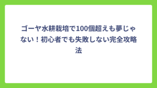 ゴーヤ水耕栽培で100個超えも夢じゃない！初心者でも失敗しない完全攻略法