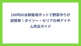 100均の水耕栽培ポットで野菜作りが超簡単！ダイソー・セリアの神アイテム完全ガイド