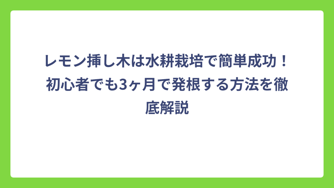 レモン挿し木は水耕栽培で簡単成功！初心者でも3ヶ月で発根する方法を徹底解説