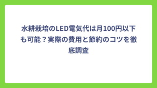水耕栽培のLED電気代は月100円以下も可能？実際の費用と節約のコツを徹底調査
