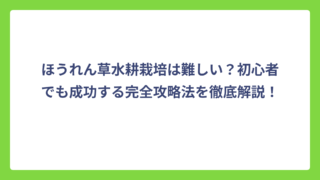 ほうれん草水耕栽培は難しい？初心者でも成功する完全攻略法を徹底解説！