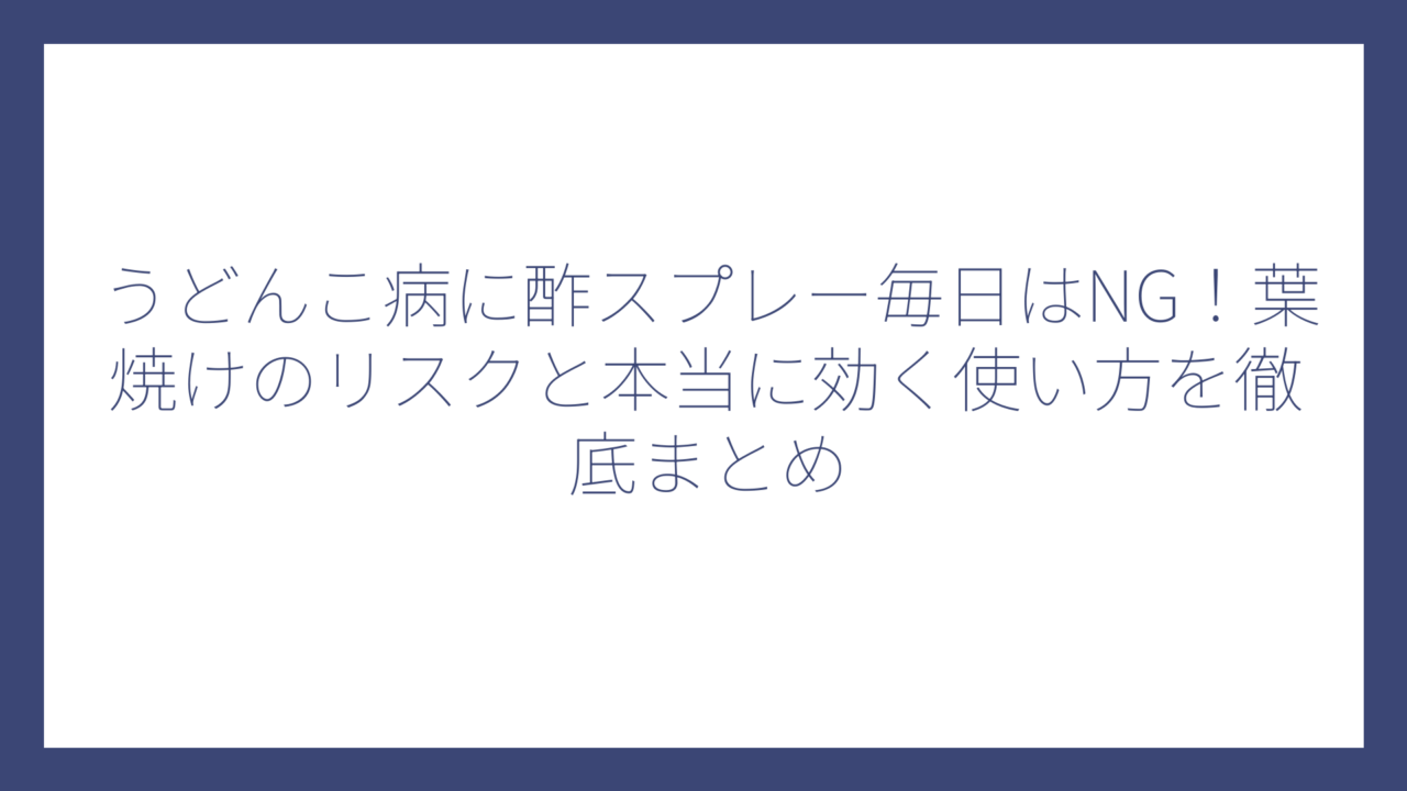 うどんこ病に酢スプレー毎日はNG！葉焼けのリスクと本当に効く使い方を徹底まとめ