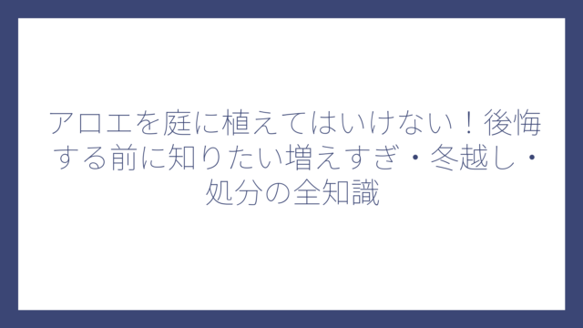 アロエを庭に植えてはいけない！後悔する前に知りたい増えすぎ・冬越し・処分の全知識