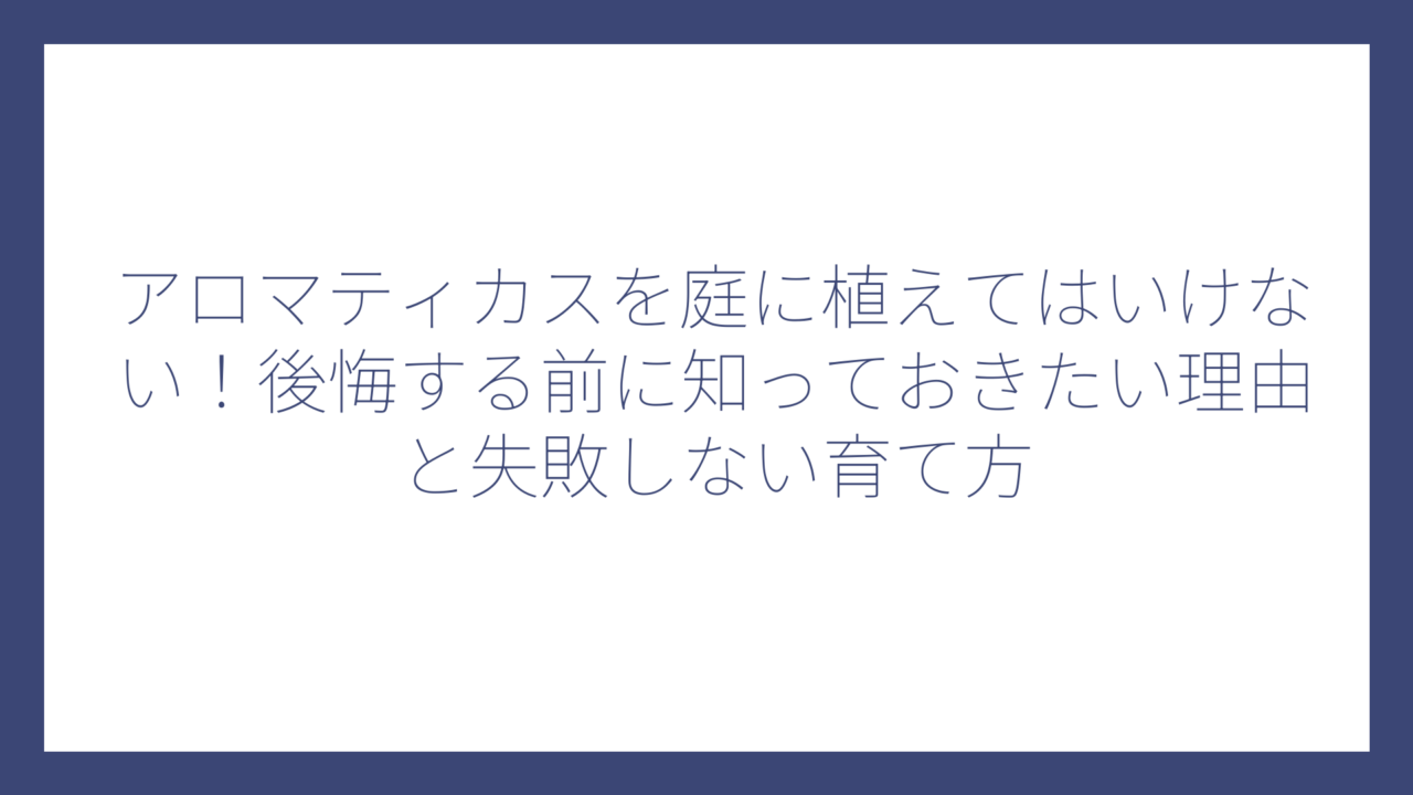 アロマティカスを庭に植えてはいけない！後悔する前に知っておきたい理由と失敗しない育て方