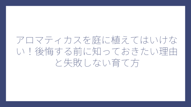 アロマティカスを庭に植えてはいけない！後悔する前に知っておきたい理由と失敗しない育て方