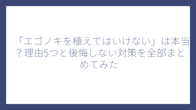 「エゴノキを植えてはいけない」は本当？理由5つと後悔しない対策を全部まとめてみた