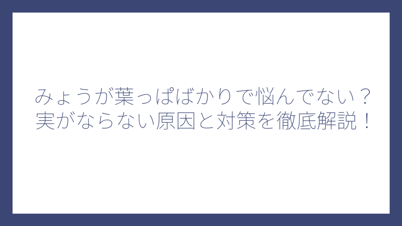 みょうが葉っぱばかりで悩んでない？実がならない原因と対策を徹底解説！