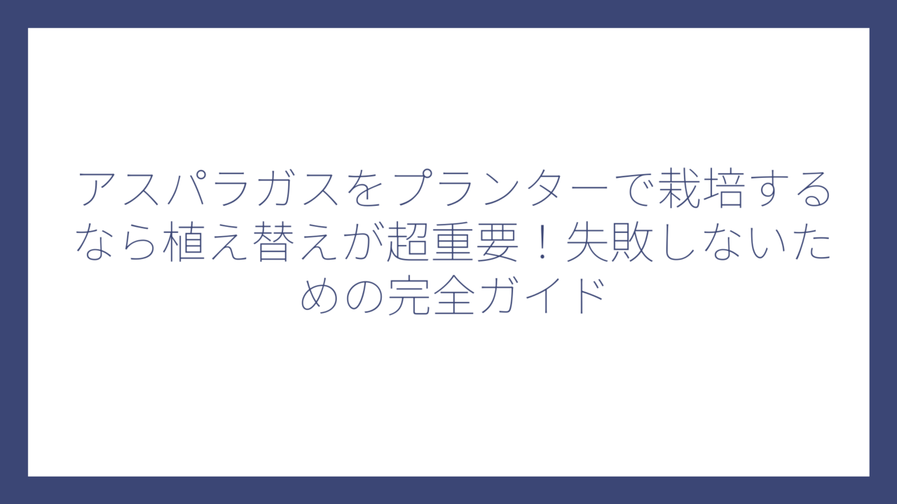 アスパラガスをプランターで栽培するなら植え替えが超重要！失敗しないための完全ガイド
