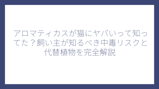 アロマティカスが猫にヤバいって知ってた？飼い主が知るべき中毒リスクと代替植物を完全解説