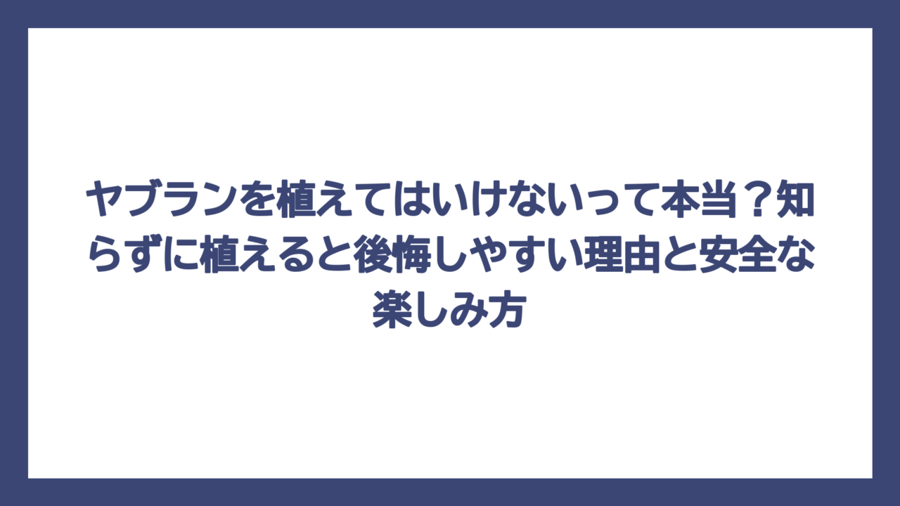 ヤブランを植えてはいけないって本当？知らずに植えると後悔しやすい理由と安全な楽しみ方