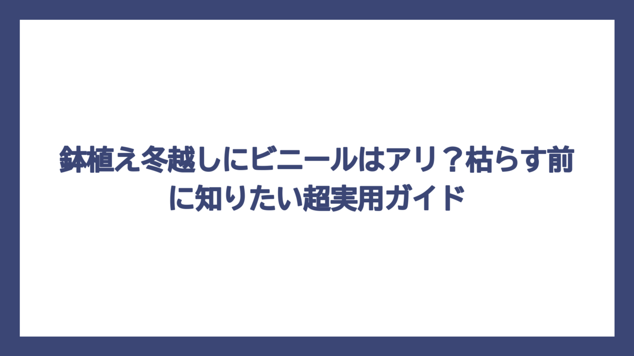 鉢植え冬越しにビニールはアリ？枯らす前に知りたい超実用ガイド