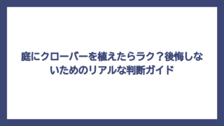 庭にクローバーを植えたらラク？後悔しないためのリアルな判断ガイド