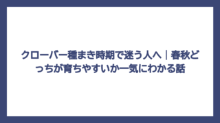 クローバー種まき時期で迷う人へ｜春秋どっちが育ちやすいか一気にわかる話