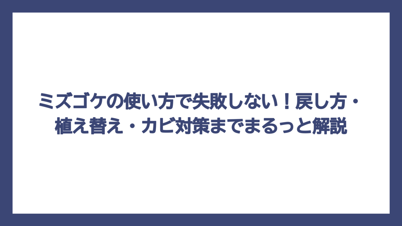 ミズゴケの使い方で失敗しない！戻し方・植え替え・カビ対策までまるっと解説