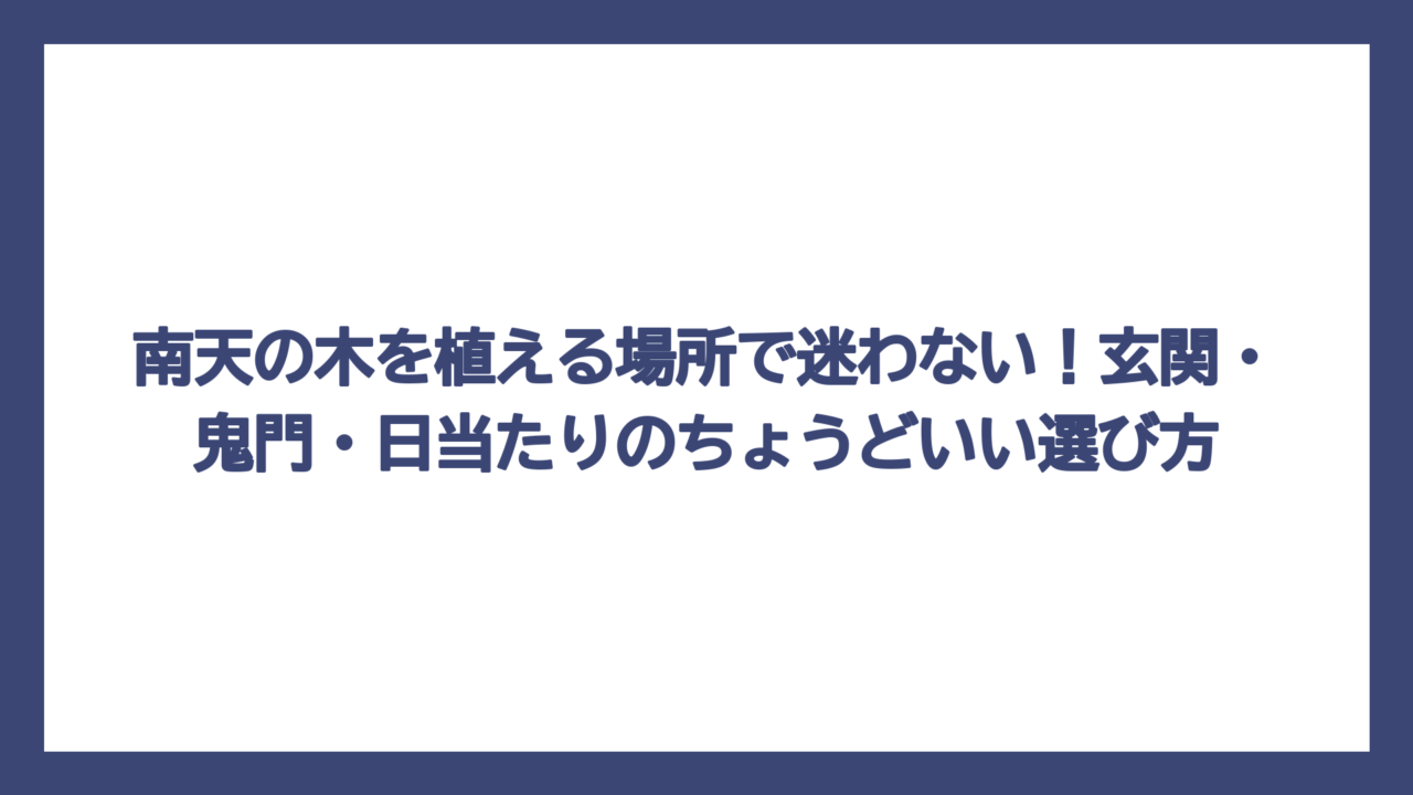 南天の木を植える場所で迷わない！玄関・鬼門・日当たりのちょうどいい選び方