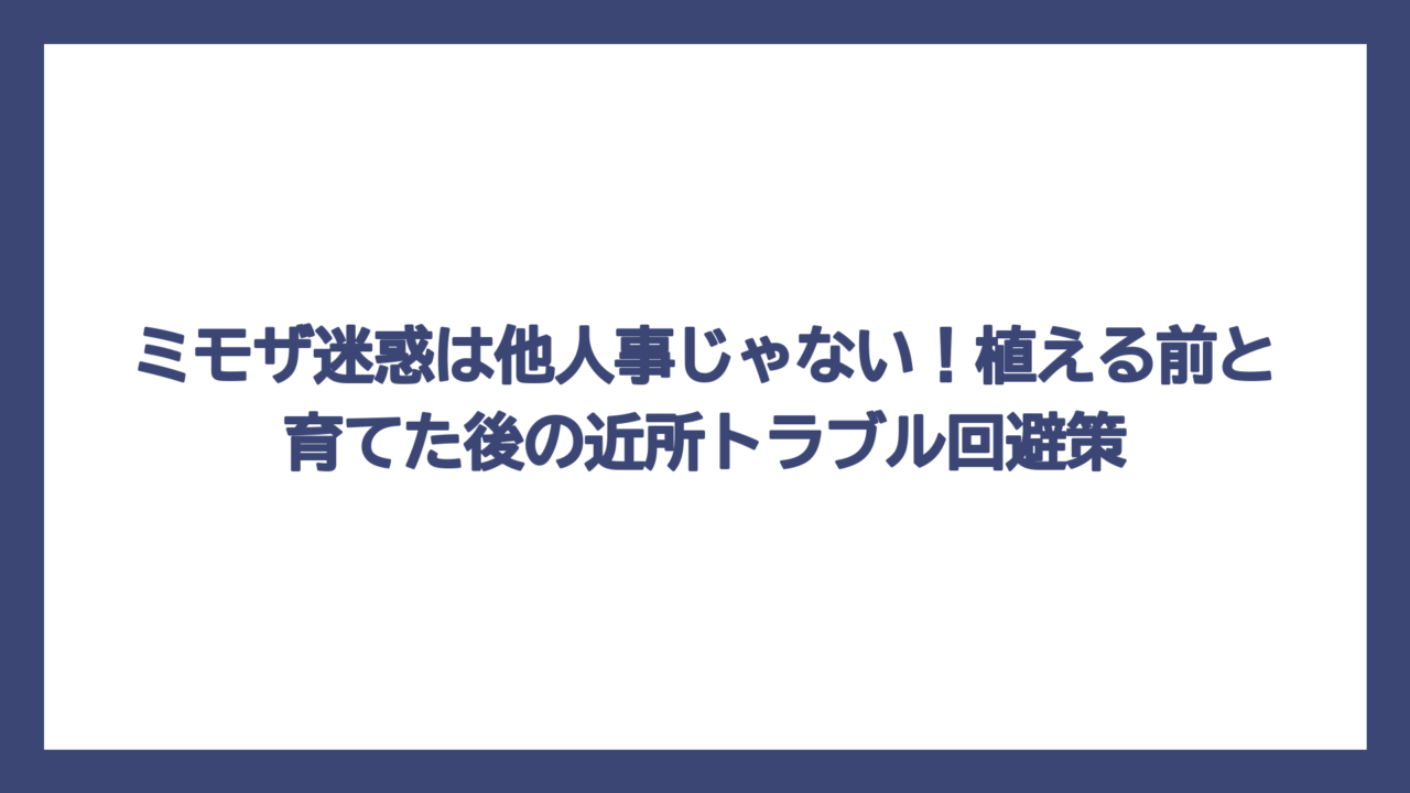 ミモザ迷惑は他人事じゃない！植える前と育てた後の近所トラブル回避策