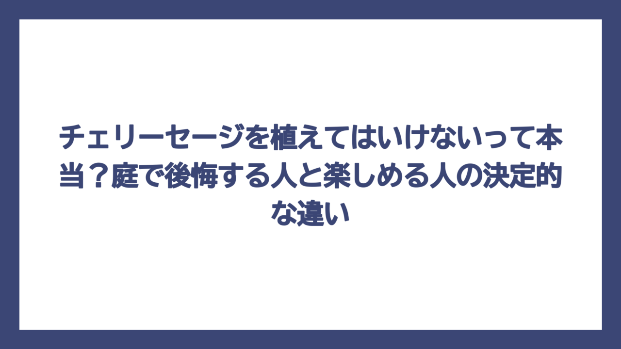 チェリーセージを植えてはいけないって本当？庭で後悔する人と楽しめる人の決定的な違い