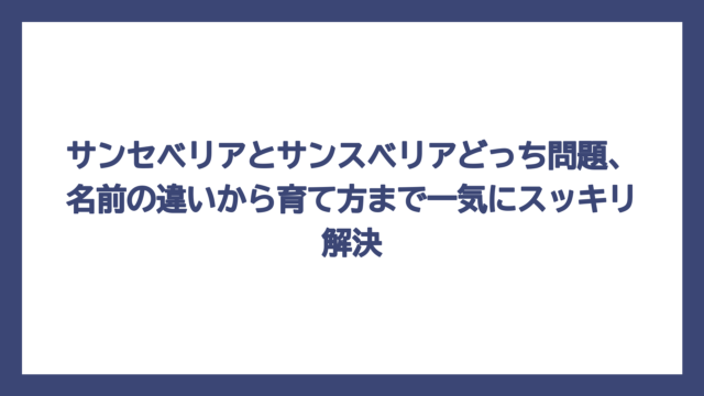 サンセベリアとサンスベリアどっち問題、名前の違いから育て方まで一気にスッキリ解決