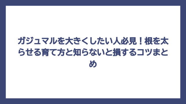 ガジュマルを大きくしたい人必見！根を太らせる育て方と知らないと損するコツまとめ