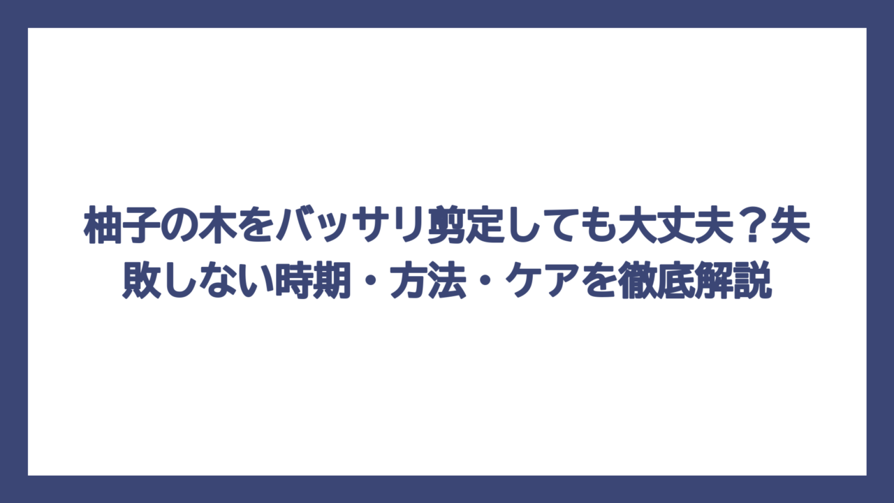 柚子の木をバッサリ剪定しても大丈夫？失敗しない時期・方法・ケアを徹底解説