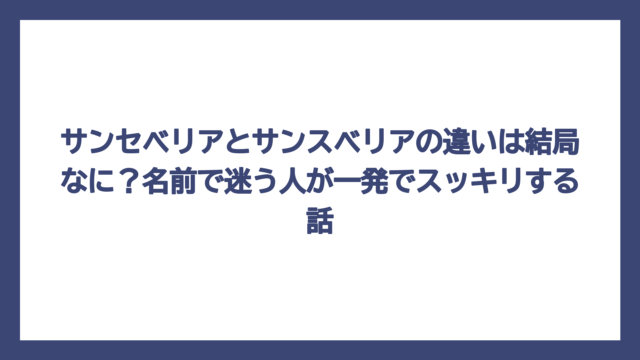 サンセベリアとサンスベリアの違いは結局なに？名前で迷う人が一発でスッキリする話