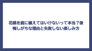 花桃を庭に植えてはいけないって本当？後悔しがちな理由と失敗しない楽しみ方