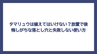 タマリュウは植えてはいけない？放置で後悔しがちな落とし穴と失敗しない使い方