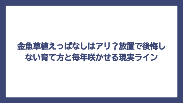 金魚草植えっぱなしはアリ？放置で後悔しない育て方と毎年咲かせる現実ライン