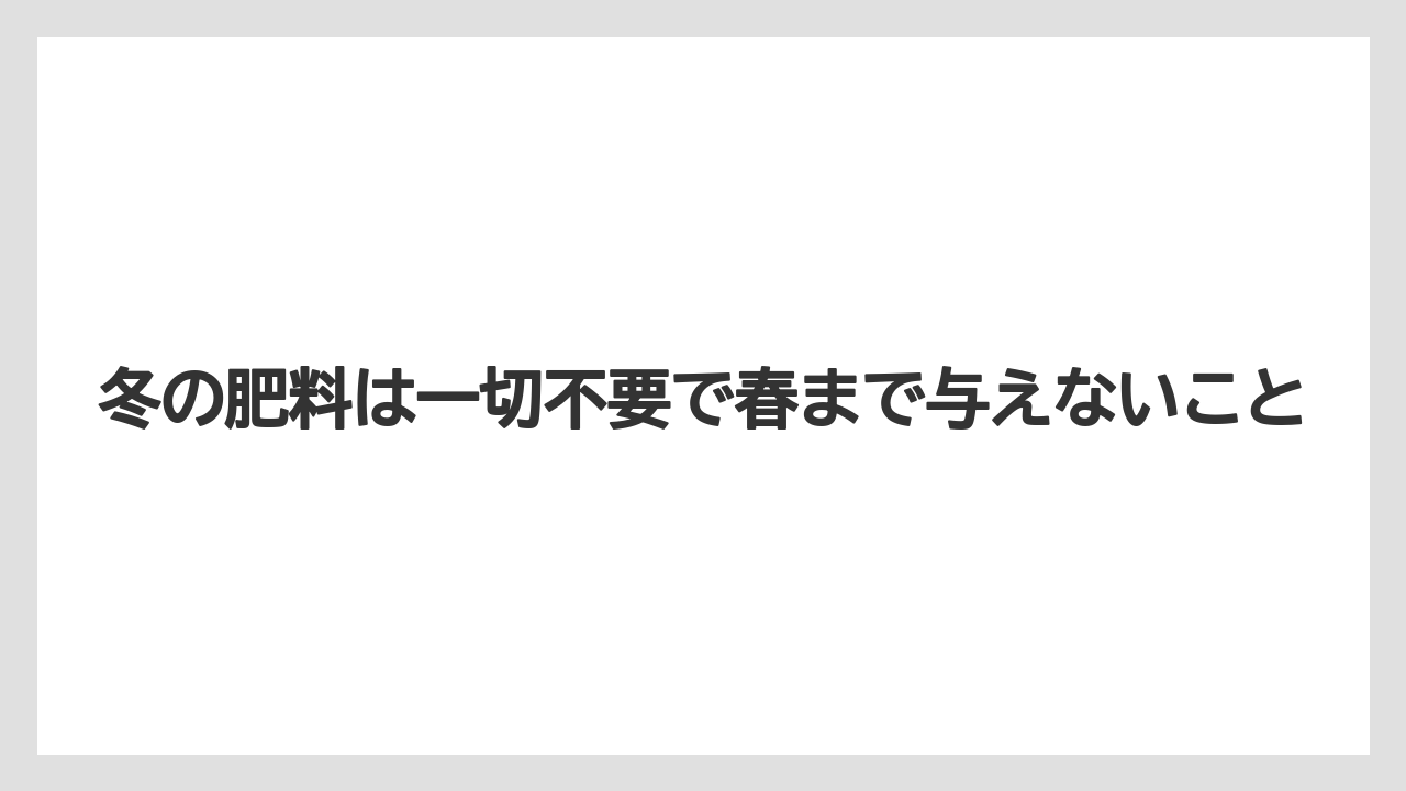 【栽培】【農園】【農業】冬の肥料は一切不要で春まで与えないこと