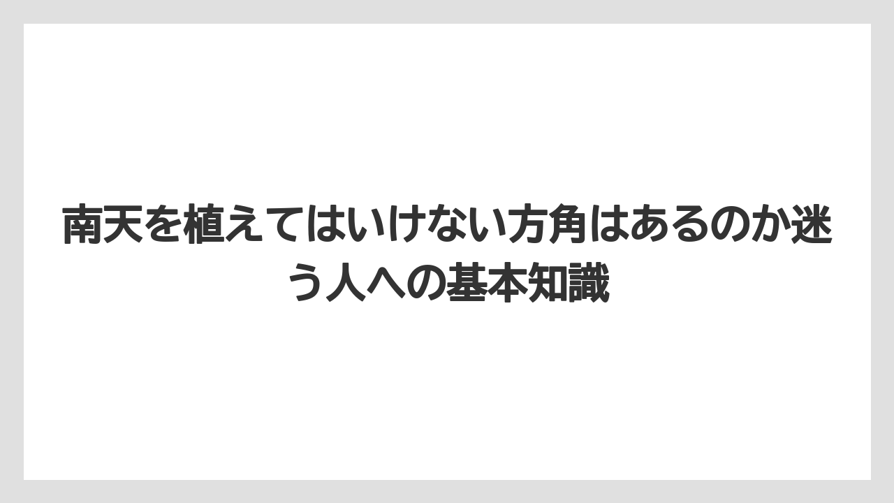 南天を植えてはいけない方角はあるのか迷う人への基本知識