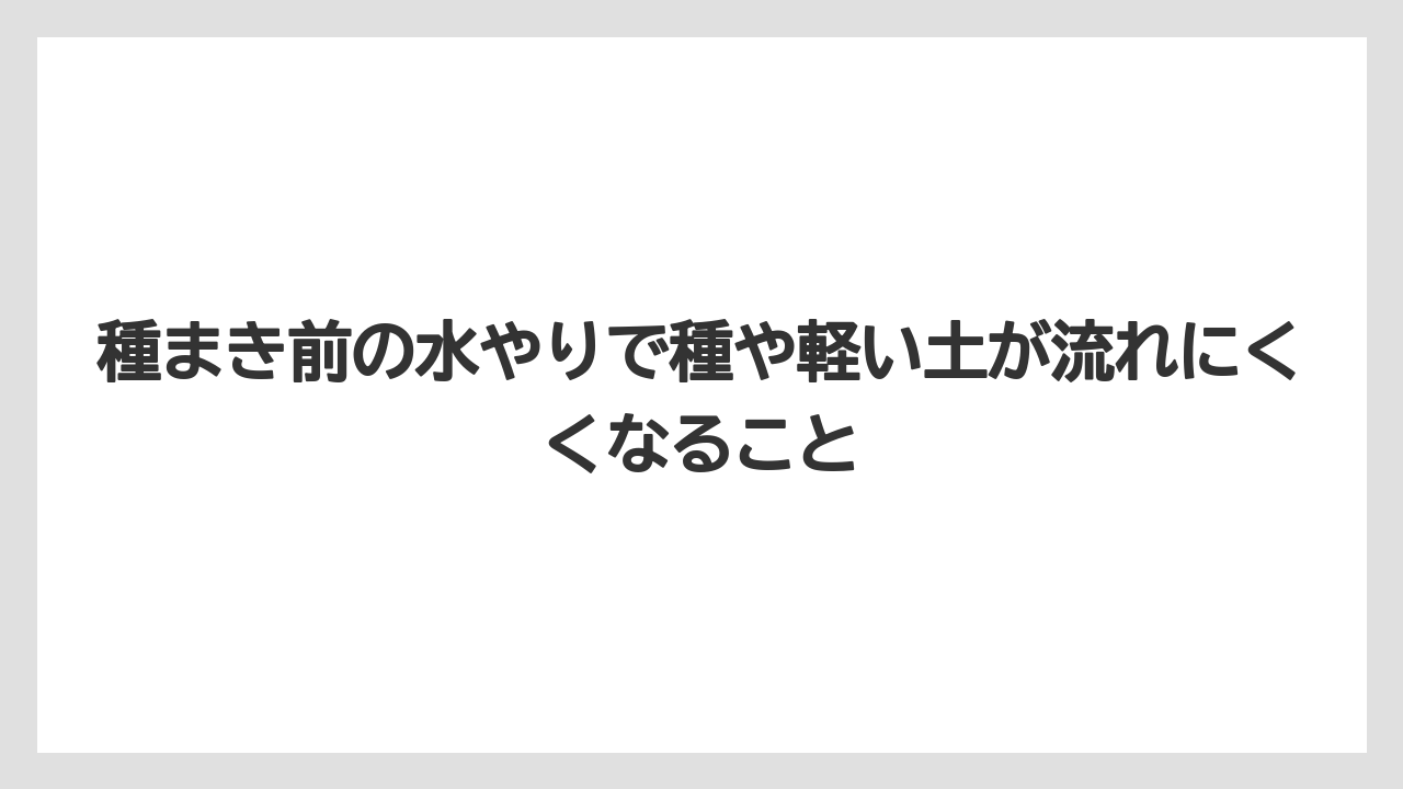 【100均】【栽培】【農業】種まき前の水やりで種や軽い土が流れにくくなること