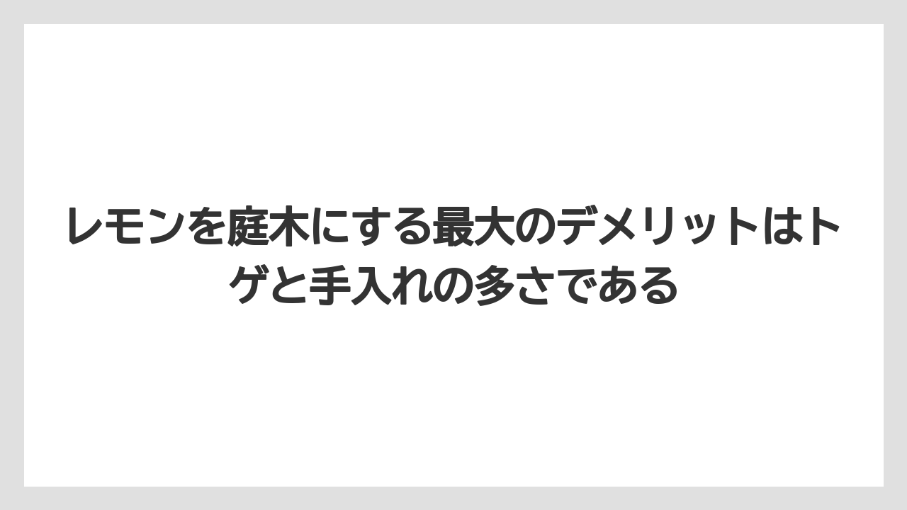 【レモン】【栽培】【農業】レモンを庭木にする最大のデメリットはトゲと手入れの多さである
