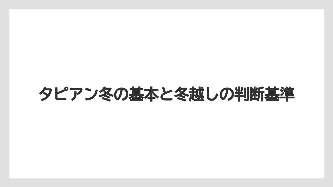 タピアン冬の基本と冬越しの判断基準