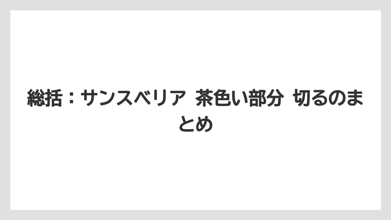 【サンスベリア】【栽培】【肥料】総括：サンスベリア 茶色い部分 切るのまとめ