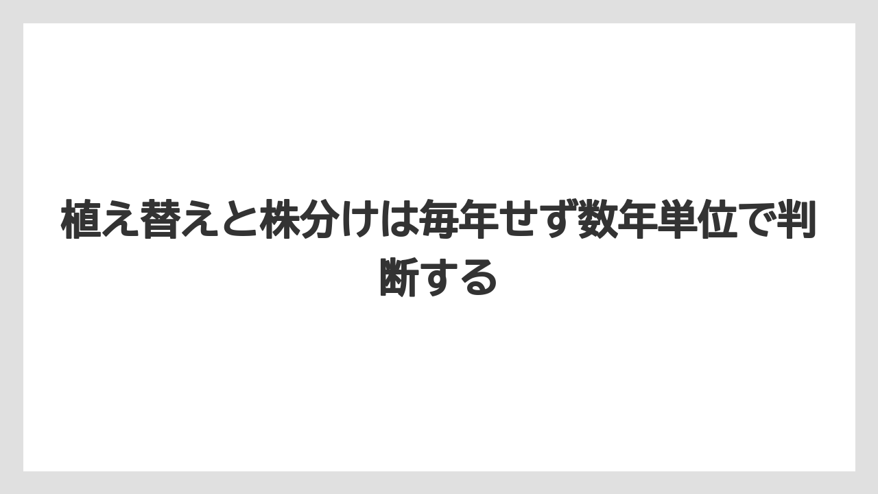 【栽培】【育て方】【花】【葉】植え替えと株分けは毎年せず数年単位で判断する
