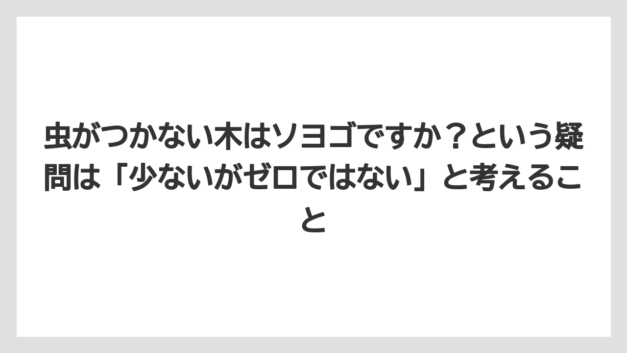 【ソヨゴ】【栽培】【農業】虫がつかない木はソヨゴですか?という疑問は「少ないがゼロではない」と考えること